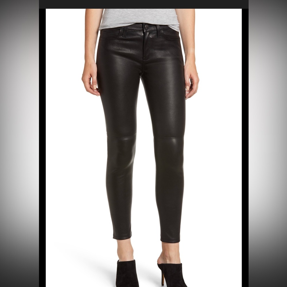 Current/Elliott Stiletto Ankle Lambskin Leather Pants retail $998